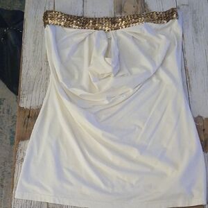 Allen B. By Allen Schwartz White Embellished Backless Tank Top